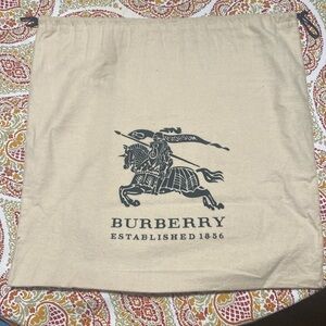 Burberry dust bag cinch sack tan with beautiful black horse and logo printing.